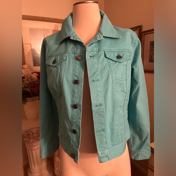 Talbots NWOT turquoise denim jacket size MP